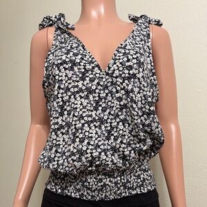 Elegant Black and White Floral Women's Blouse